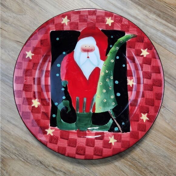 💜Home Red Christmas Themed Salad/Dessert Plates Set of 4 - Picture 3 of 9